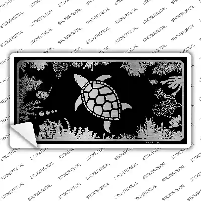 LPC-1080s-S Turtle Black Brushed Chrome Novelty Sticker Decal - Small