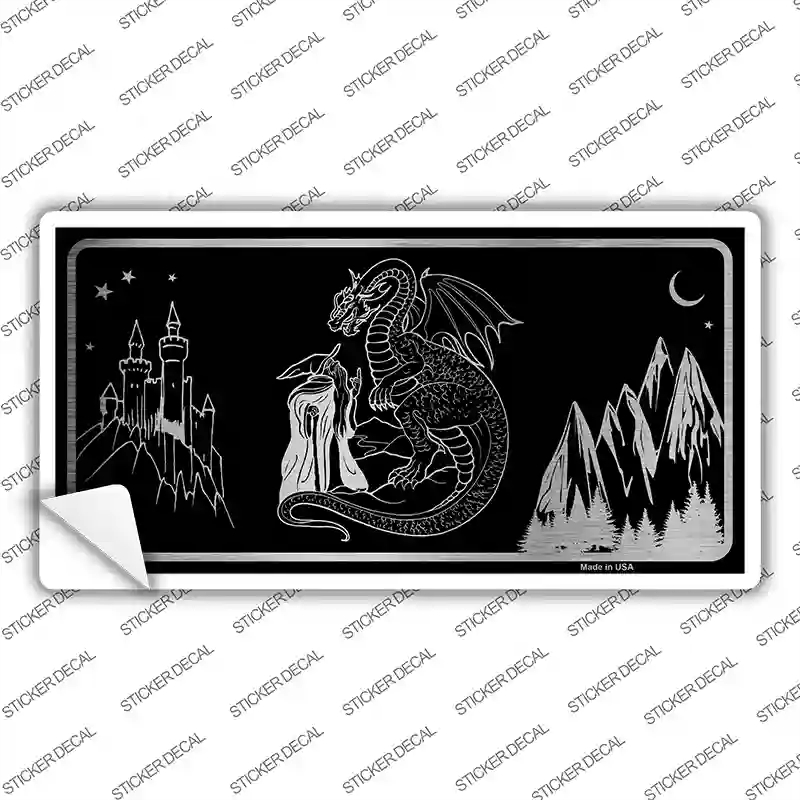 LPC-1083s-S Wizards & Dragons Black Brushed Chrome Novelty Sticker Decal - Small