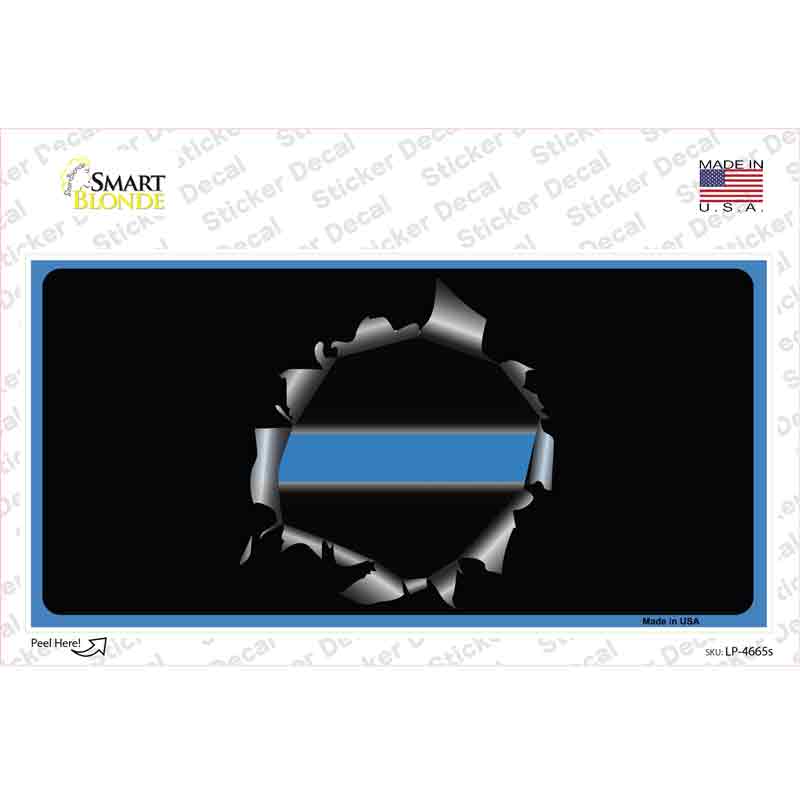 LP-4665s-M Thin Blue Line Bullet Hole Novelty Sticker Decal - Medium