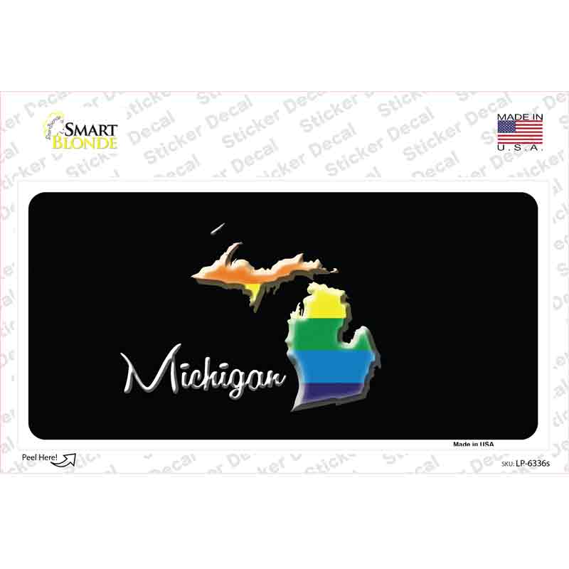 LP-6336s-M Michigan Rainbow Novelty Sticker Decal - Medium