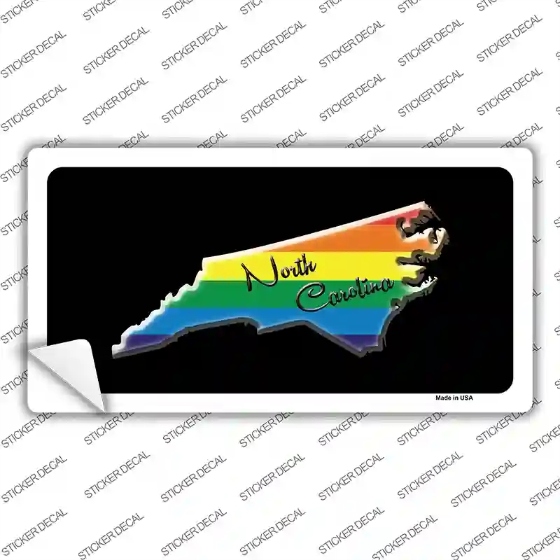 LP-6347s-L North Carolina Rainbow Novelty Sticker Decal - Large