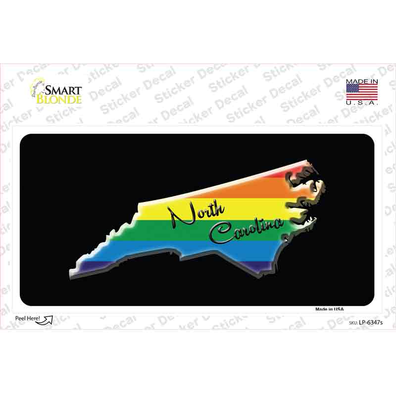 LP-6347s-M North Carolina Rainbow Novelty Sticker Decal - Medium