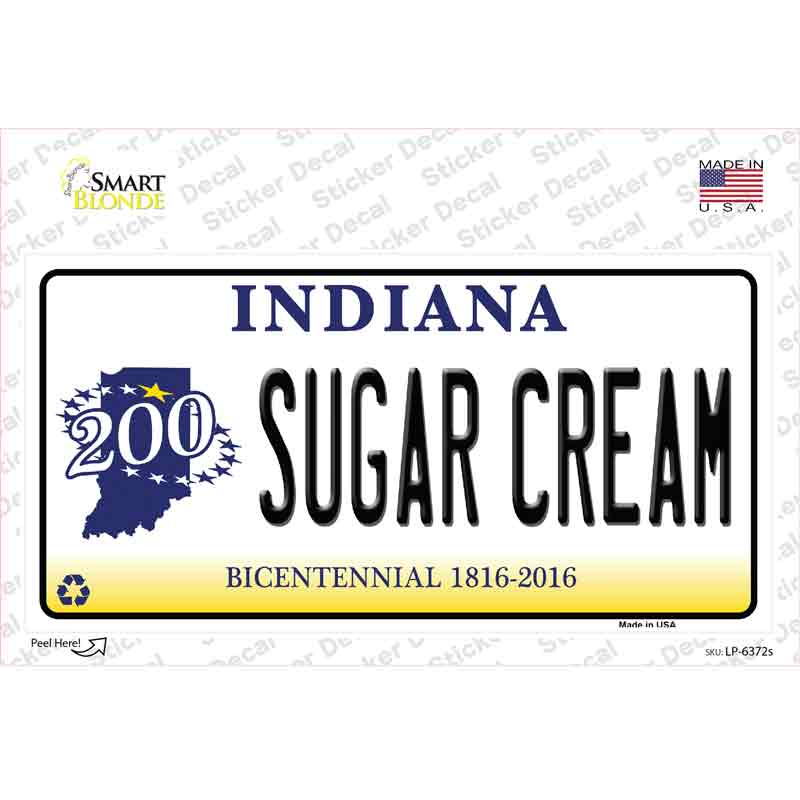 LP-6372s-M Sugar Cream Indiana Novelty Sticker Decal - Medium