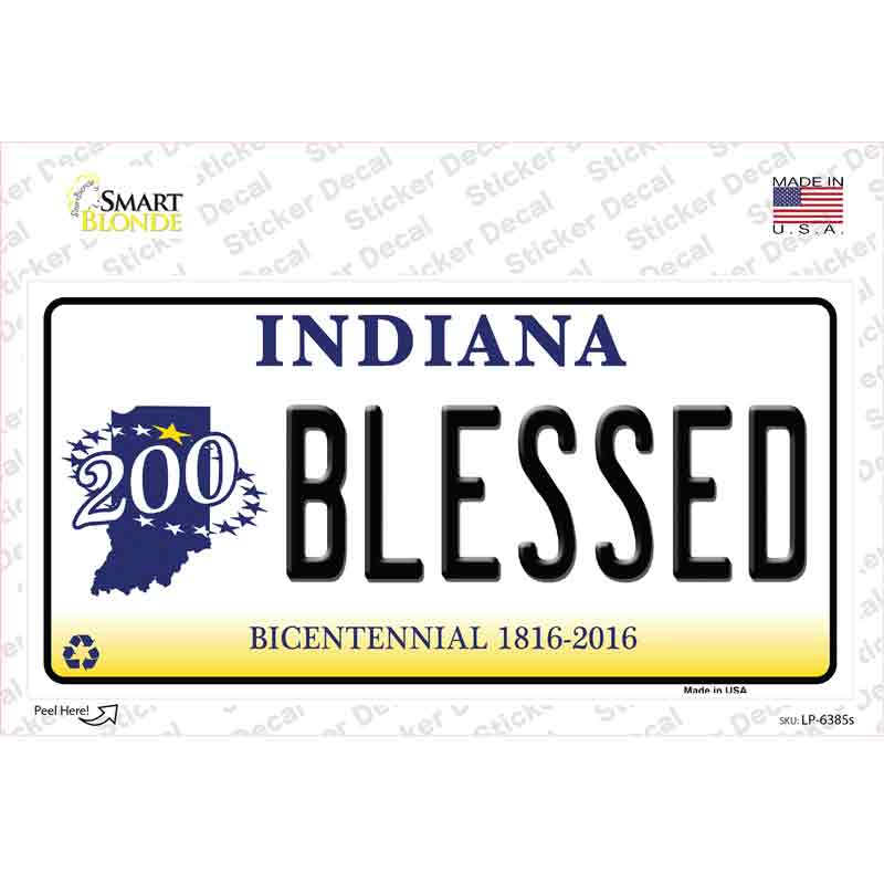 LP-6385s-M Blessed Indiana Novelty Sticker Decal - Medium