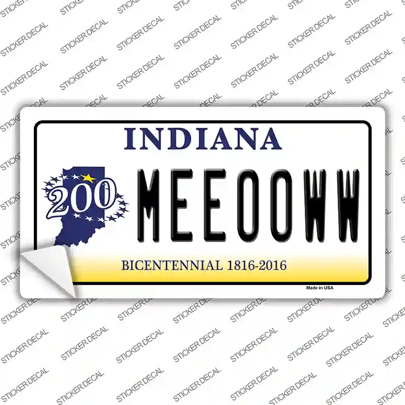 LP-6409s-L Meeooww Indiana Novelty Sticker Decal - Large