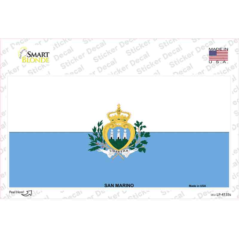 LP-4133s-M San Marino Flag Novelty Sticker Decal - Medium