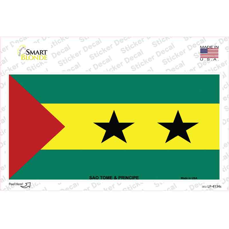 LP-4134s-M Sao Tome & Principe Flag Novelty Sticker Decal - Medium