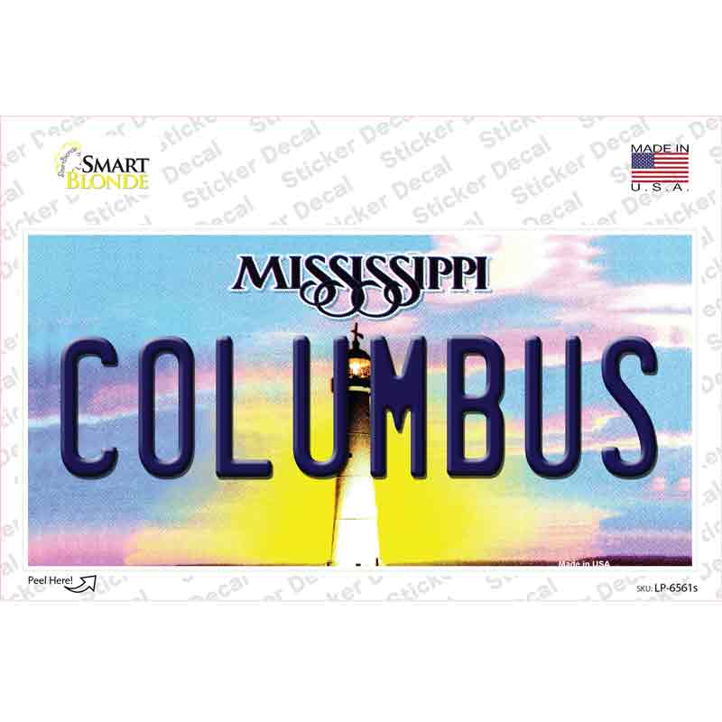 LP-6561s-M Columbus Mississippi Novelty Sticker Decal - Medium