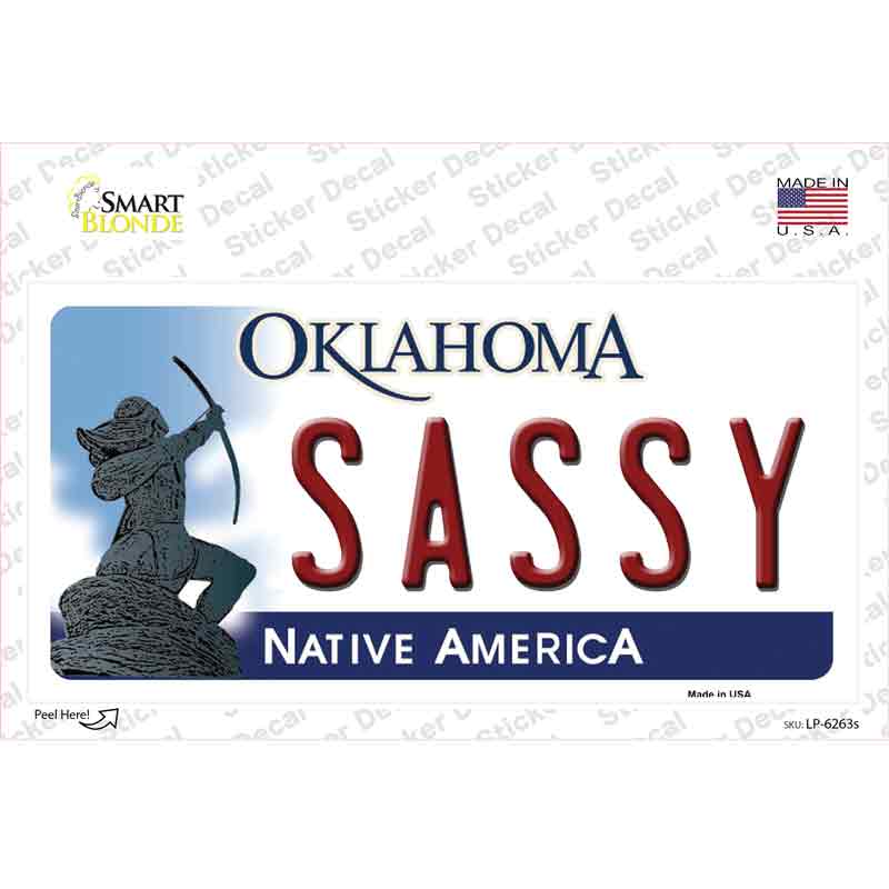 LP-6263s-M Sassy Oklahoma Novelty Sticker Decal - Medium