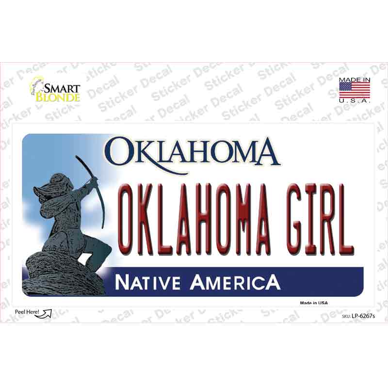 LP-6267s-M Oklahoma Girl Novelty Sticker Decal - Medium