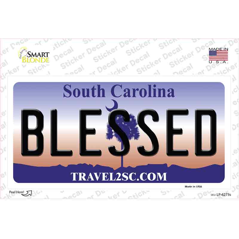 LP-6273s-M Blessed South Carolina Novelty Sticker Decal - Medium