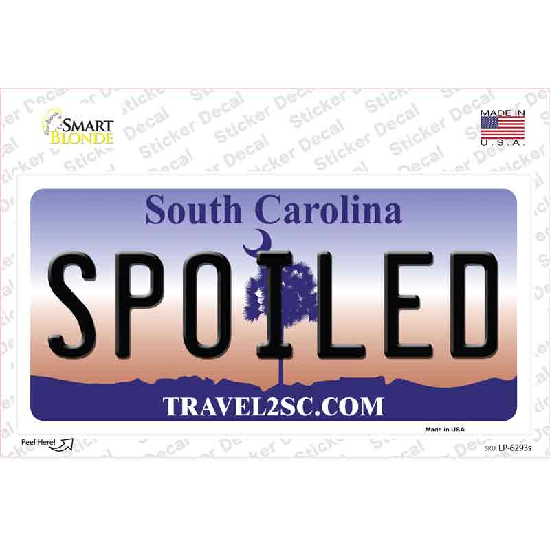 LP-6293s-M Spoiled South Carolina Novelty Sticker Decal - Medium