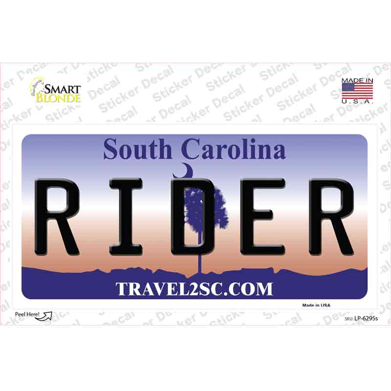 LP-6295s-M Rider South Carolina Novelty Sticker Decal - Medium