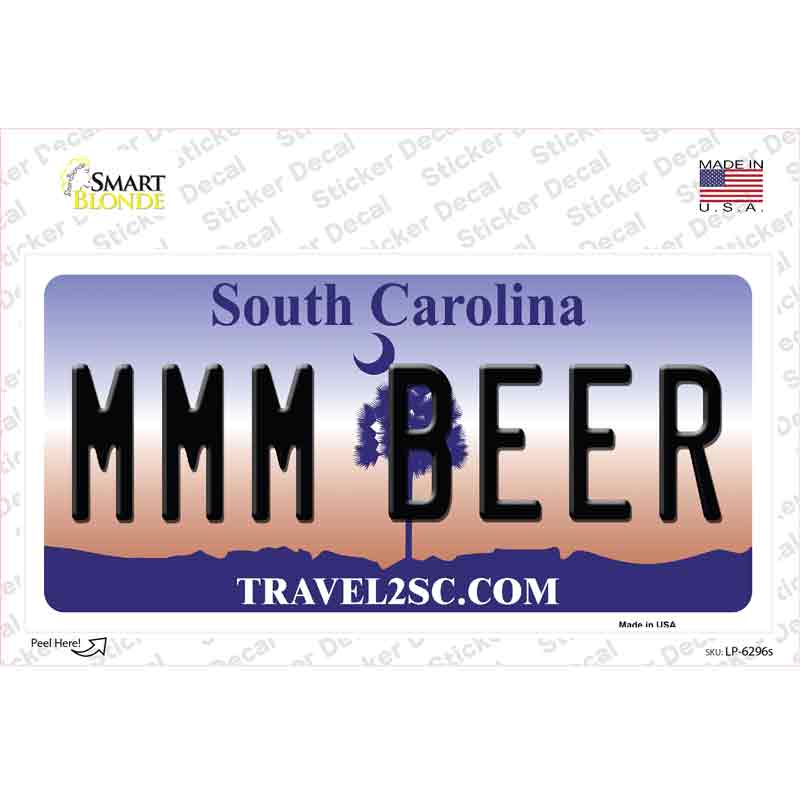 LP-6296s-M MMM Beer South Carolina Novelty Sticker Decal - Medium