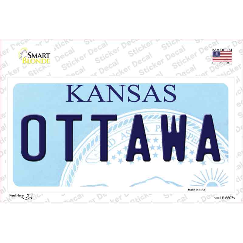 LP-6607s-M Ottawa Kansas Novelty Sticker Decal - Medium