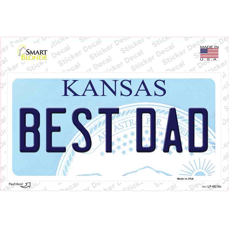 LP-6616s-M Best Dad Kansas Novelty Sticker Decal - Medium