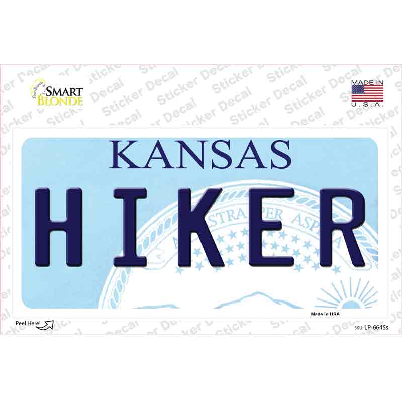 LP-6645s-M Hiker Kansas Novelty Sticker Decal - Medium