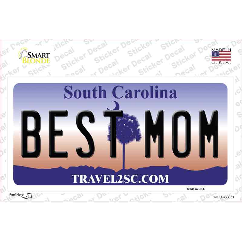LP-6663s-M Best Mom South Carolina Novelty Sticker Decal - Medium