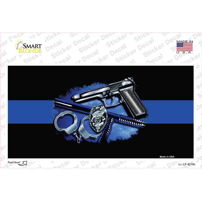 LP-4218s-M Thin Blue Line decal Novelty Sticker Decal - Medium