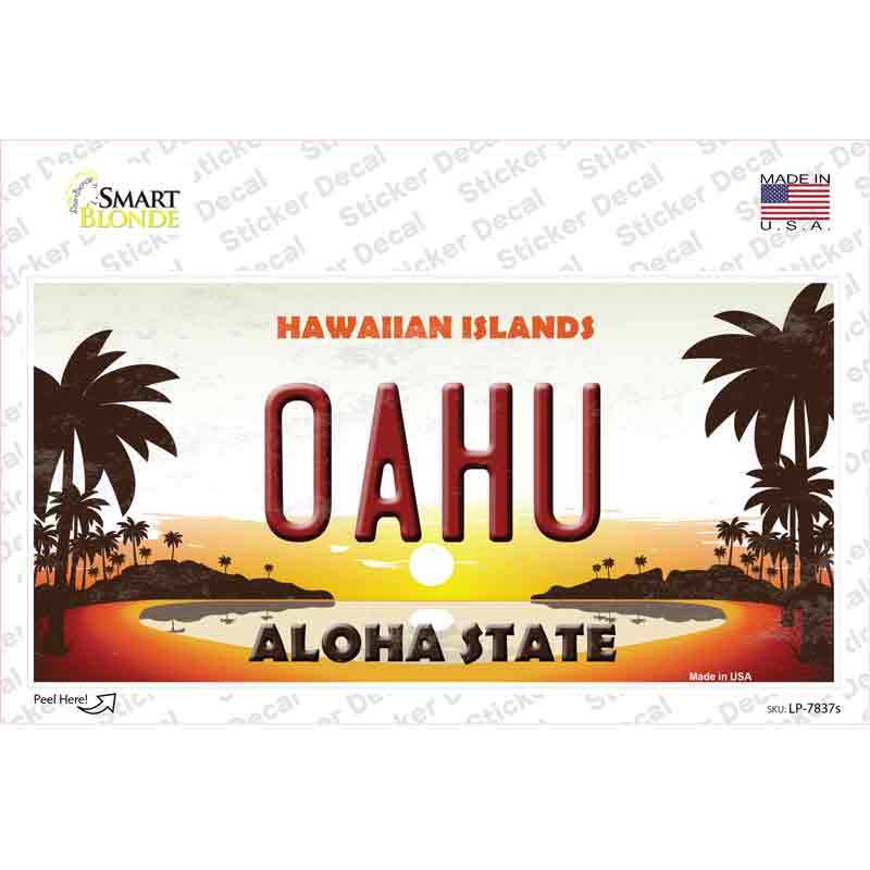 LP-7837s-M Oahu Hawaiian Islands Novelty Sticker Decal - Medium
