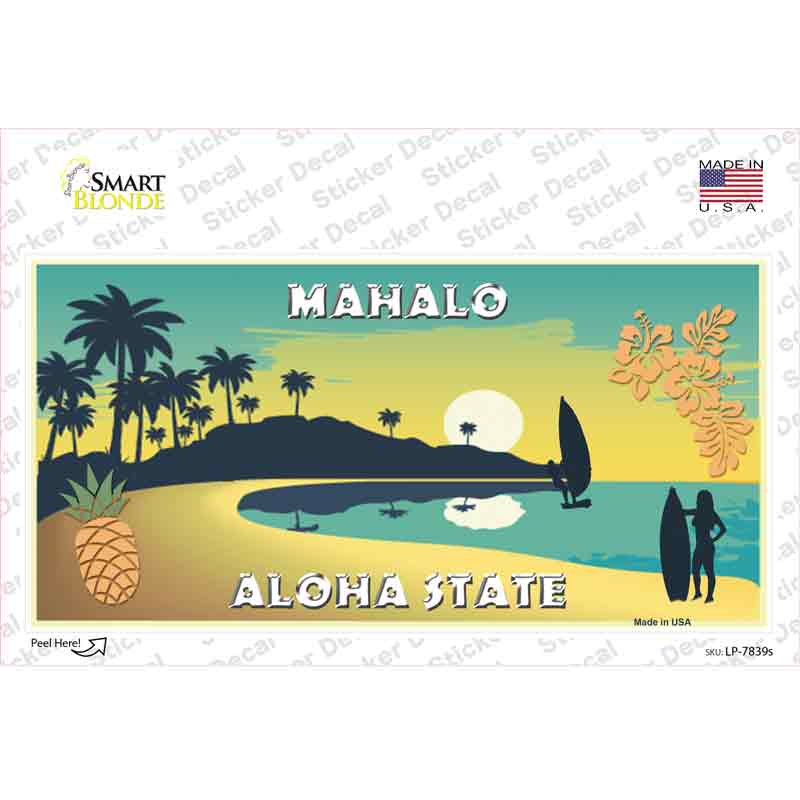 LP-7839s-M Mahalo Pineapple Hawaii Blank State Novelty Sticker Decal - Medium