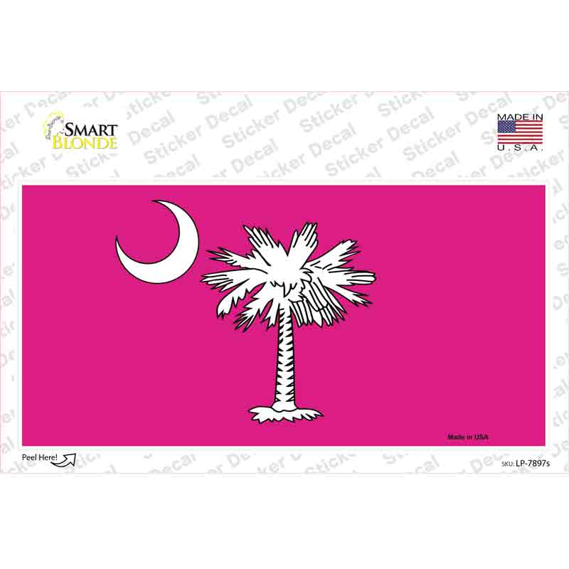 LP-7897s-M South Carolina Flag Pink Novelty Sticker Decal - Medium