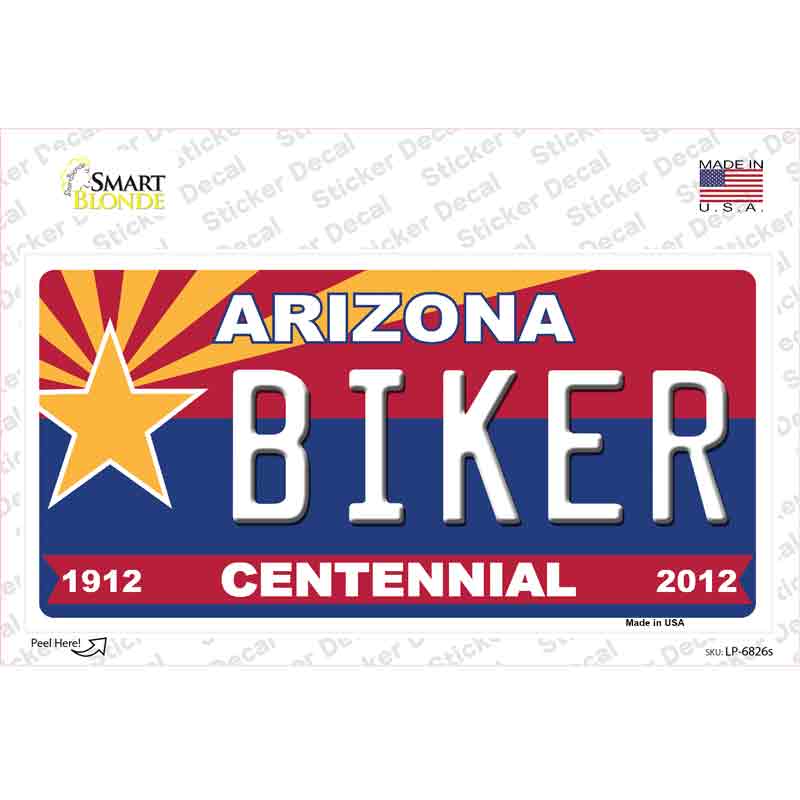 LP-6826s-M Arizona Centennial Biker Novelty Sticker Decal - Medium