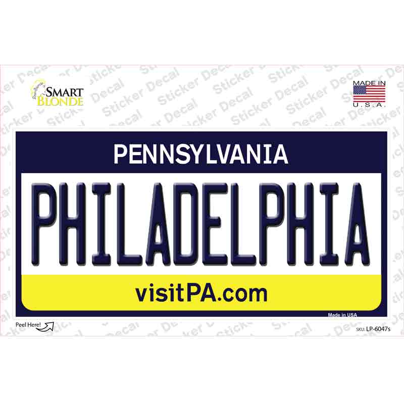 LP-6047s-M Philadelphia Pennsylvania State Novelty Sticker Decal - Medium