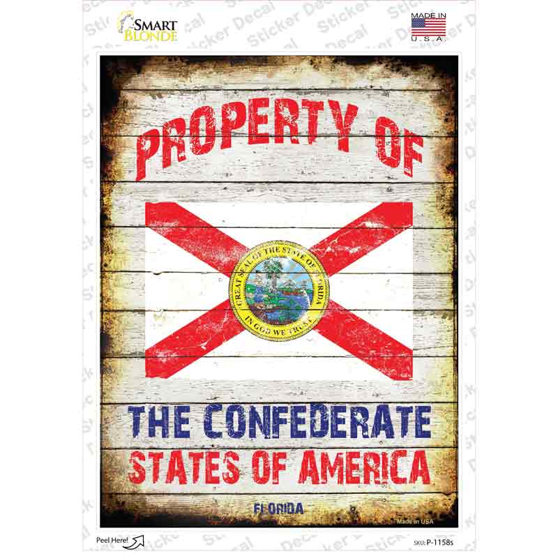 P-1158s-M Property of Florida Novelty Rectangle Sticker Decal - Medium