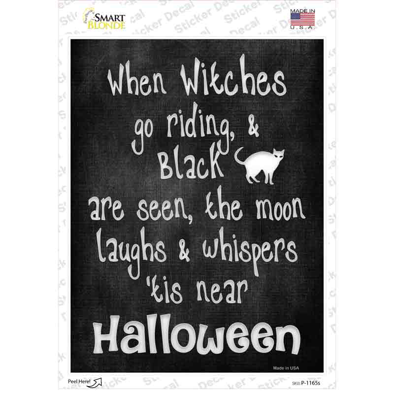 P-1165s-M Witches Go Riding Novelty Rectangle Sticker Decal - Medium