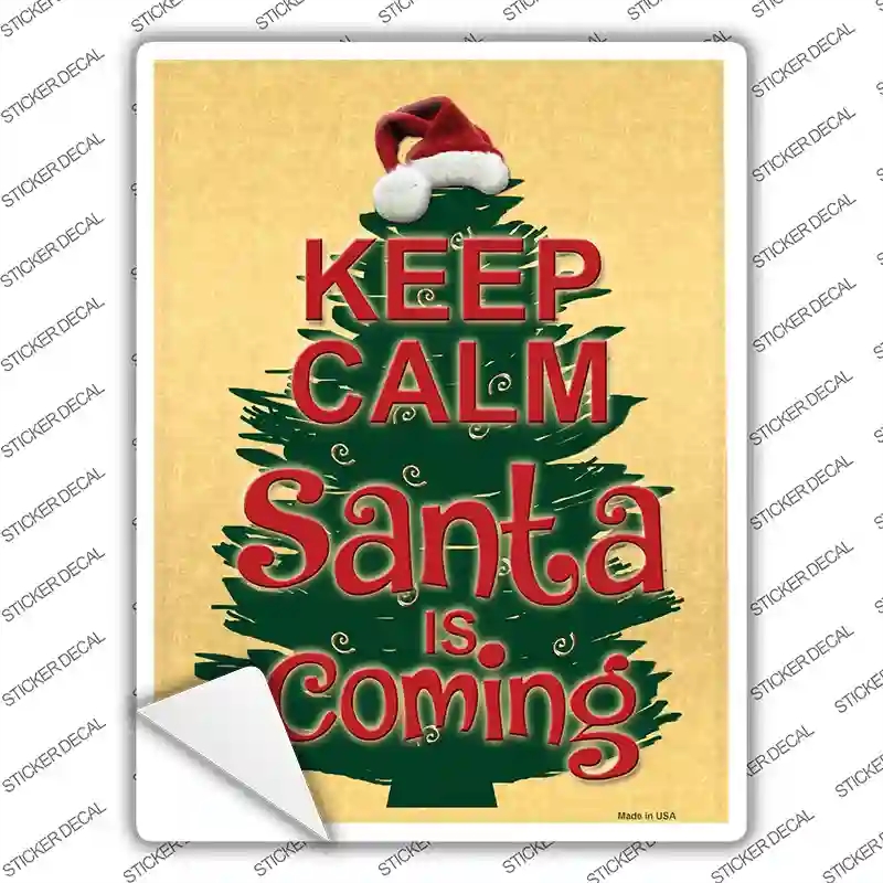 P-1246s-L Santa is Coming Novelty Rectangle Sticker Decal - Large