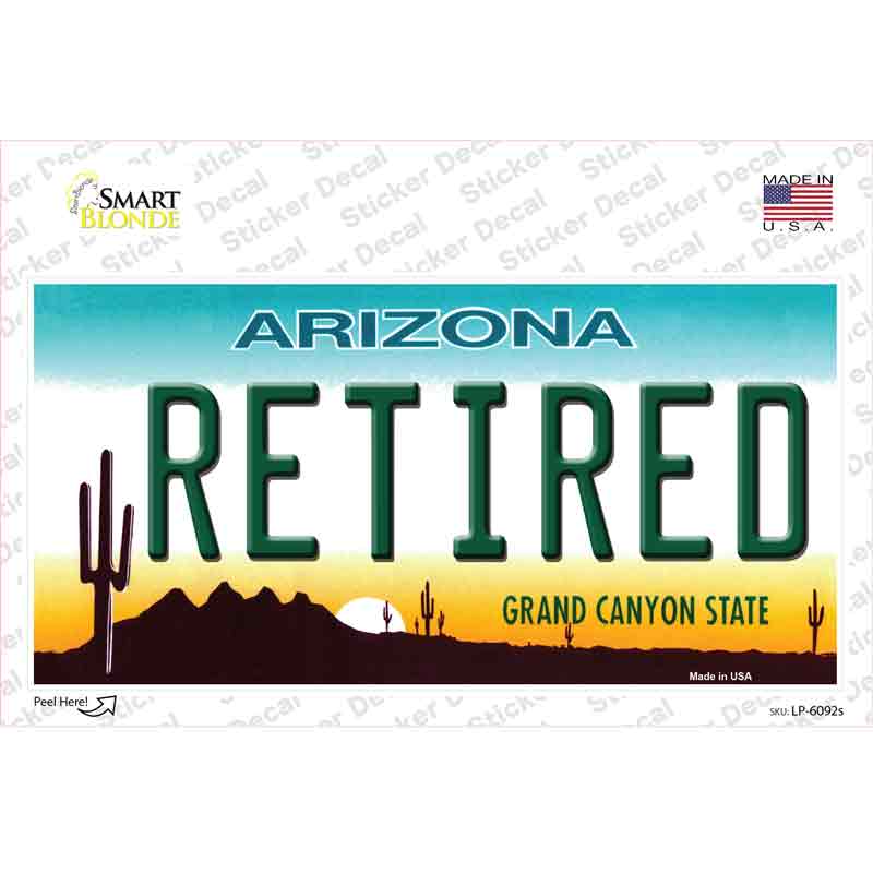LP-6092s-M Arizona Retired Background Novelty Sticker Decal - Medium
