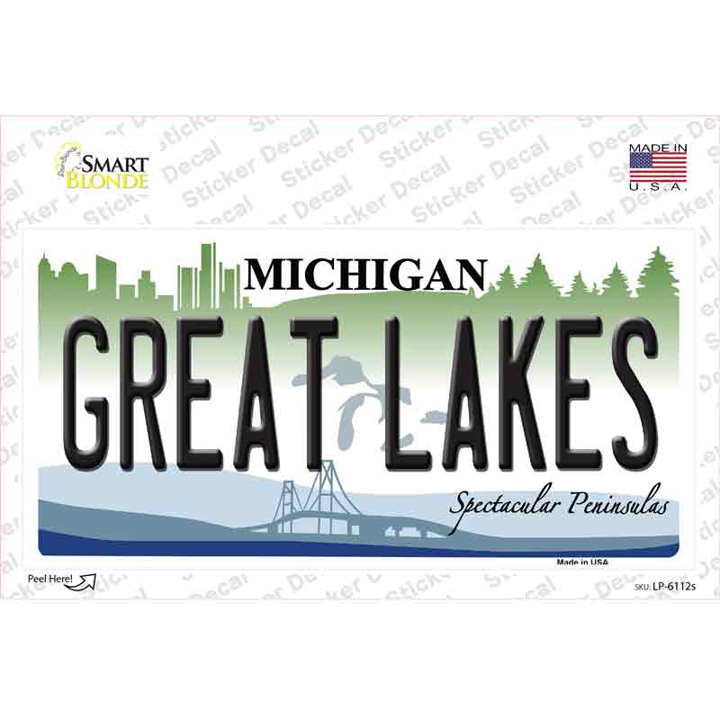 LP-6112s-M Great Lakes Michigan Novelty Sticker Decal - Medium