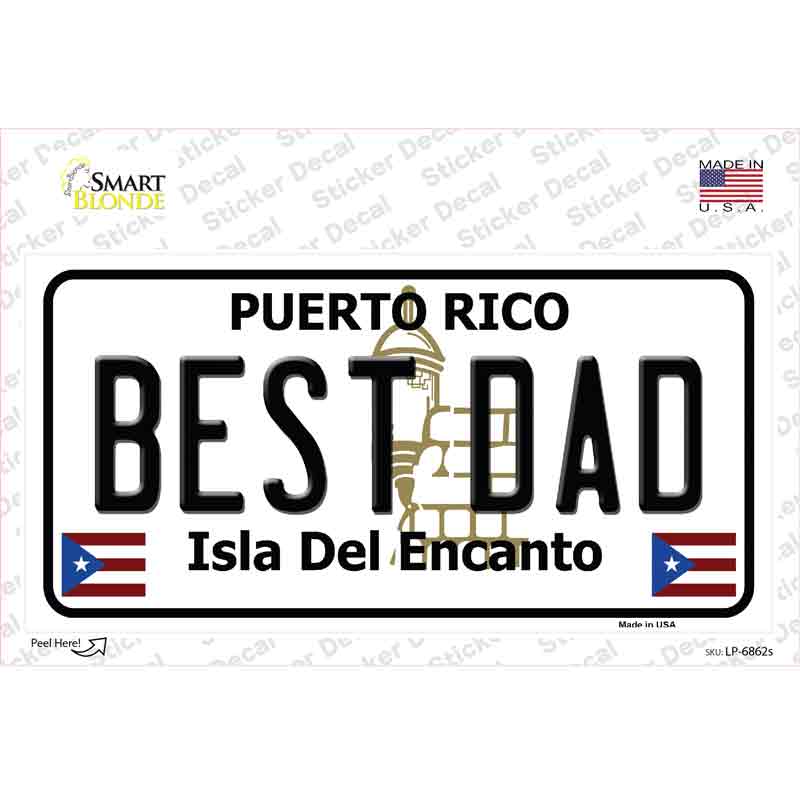 LP-6862s-M Best Dad Puerto Rico Novelty Sticker Decal - Medium