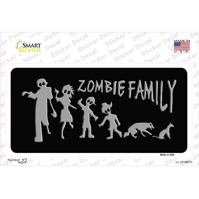 LP-6877s-M Zombie Family Black Novelty Sticker Decal - Medium
