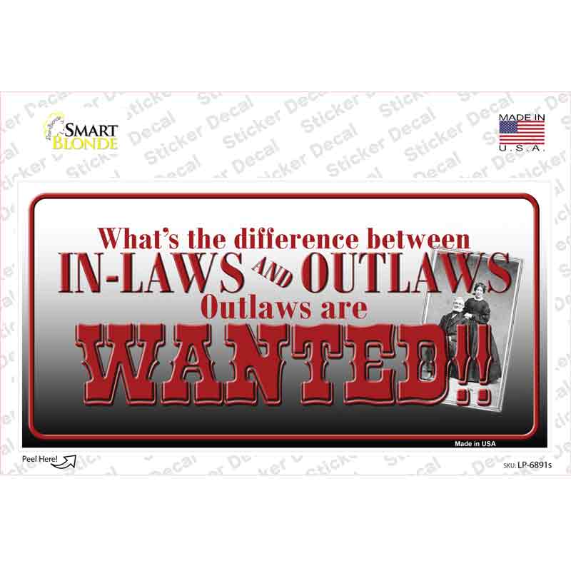 LP-6891s-M In-laws & Outlaws Novelty Sticker Decal - Medium