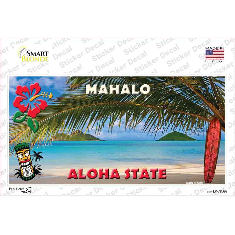 LP-7809s-M Blank Mahalo Hawaii State Novelty Sticker Decal - Medium