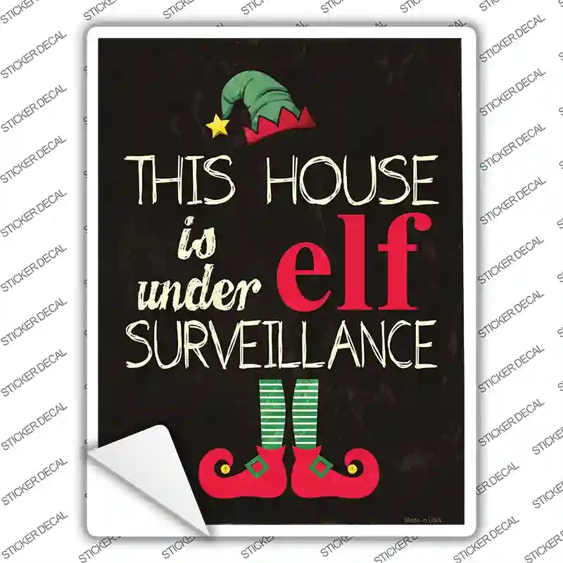 P-1263s-L Under Elf Surveillance Novelty Rectangle Sticker Decal - Large