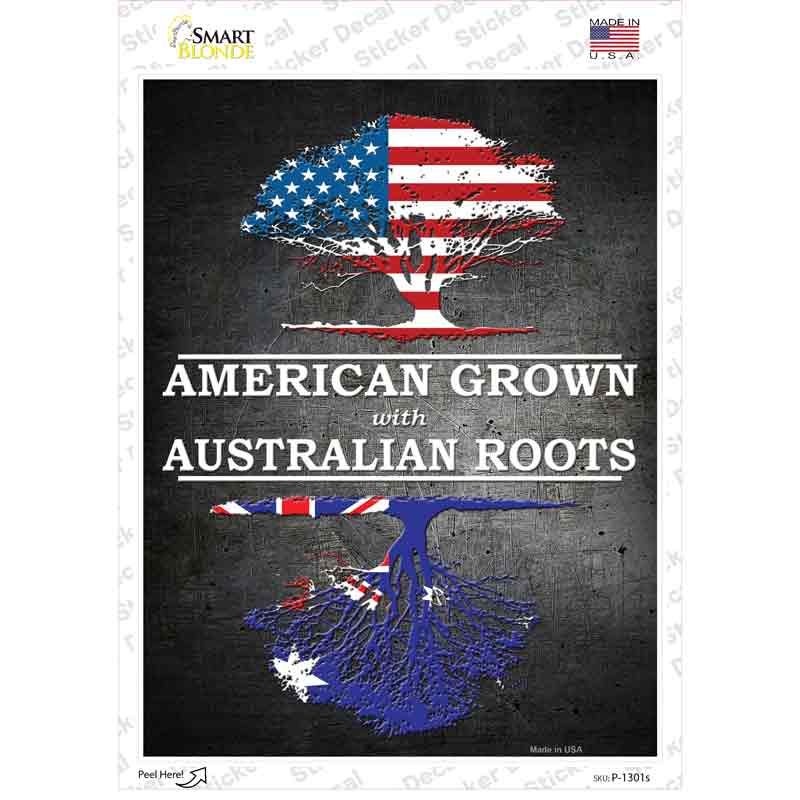 P-1301s-M American Grown Australian Roots Novelty Rectangle Sticker Decal - Medium