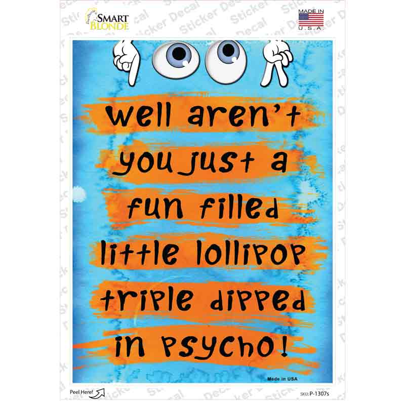 P-1307s-M Little Lollipop Novelty Rectangle Sticker Decal - Medium