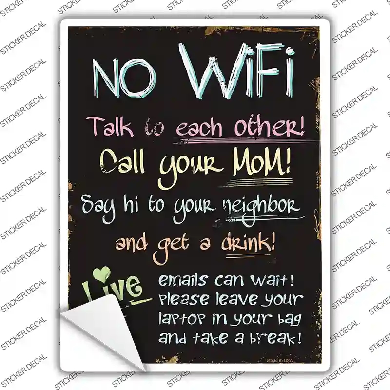 P-1311s-S No Wi-Fi Novelty Rectangle Sticker Decal - Small