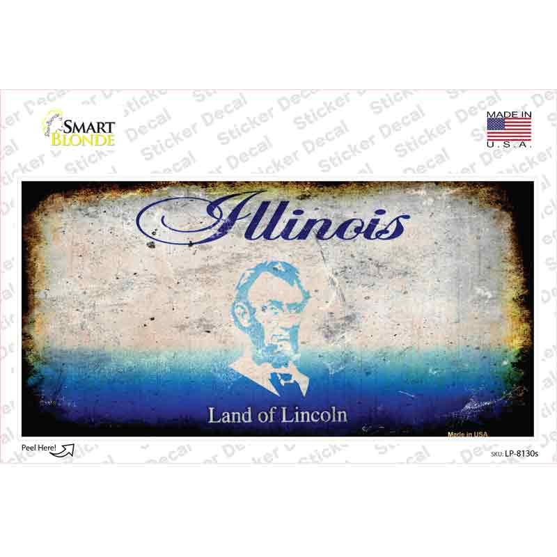 LP-8130s-M Illinois State Rusty Novelty Sticker Decal - Medium