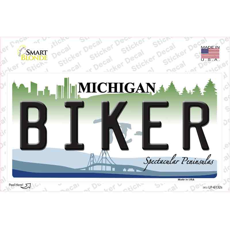 LP-6132s-M Biker Michigan Novelty Sticker Decal - Medium