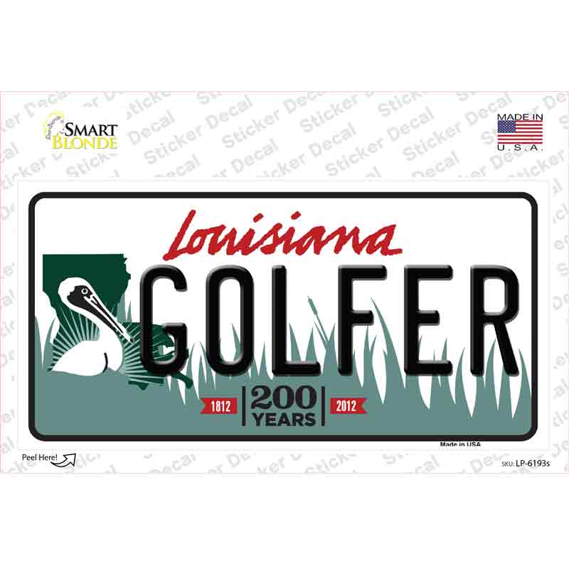 LP-6193s-M Golfer Louisiana Novelty Sticker Decal - Medium