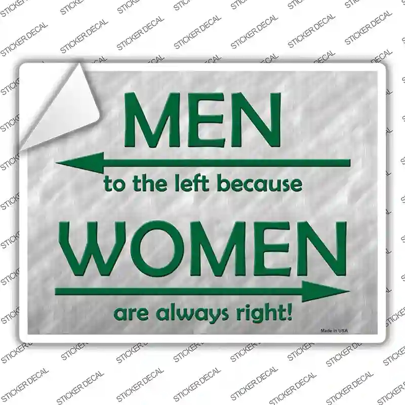 P-1264s-S Men Left Women Right Novelty Rectangle Sticker Decal - Small