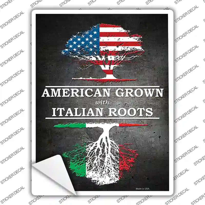 P-1297s-L American Grown Italian Roots Novelty Rectangle Sticker Decal - Large