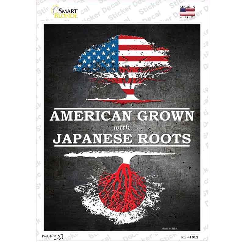 P-1302s-M American Grown Japanese Roots Novelty Rectangle Sticker Decal - Medium