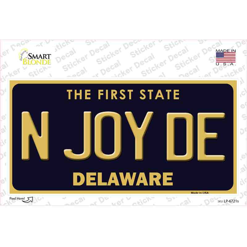 LP-6721s-M N Joy De Delaware Novelty Sticker Decal - Medium