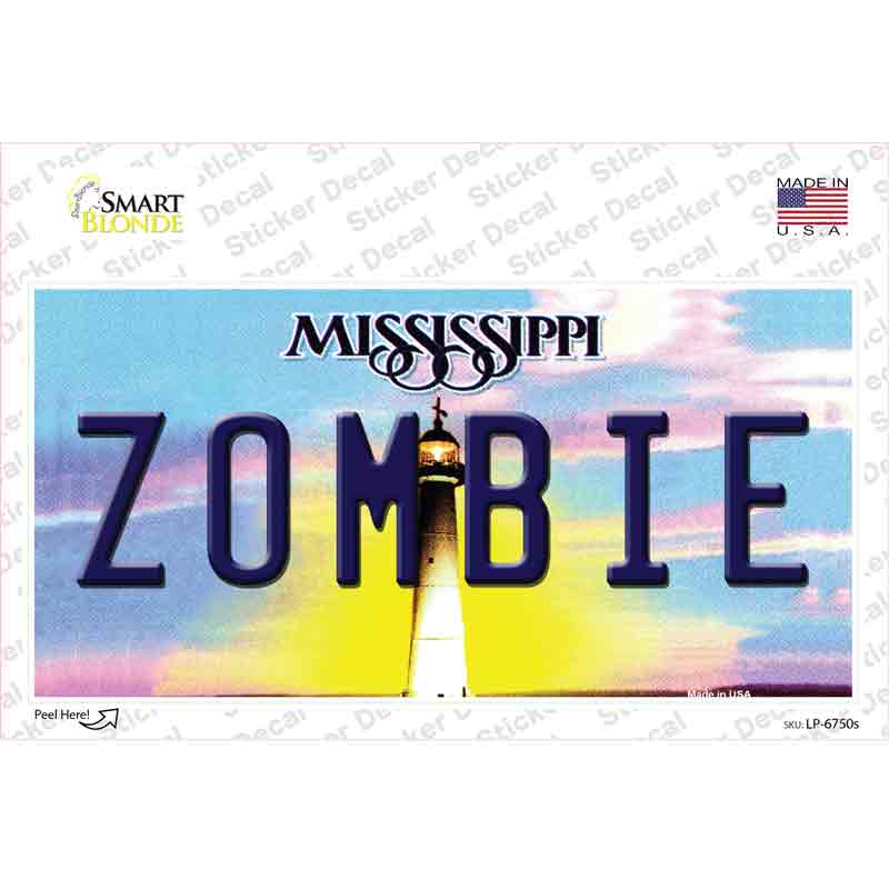 LP-6750s-M Zombie Mississippi Novelty Sticker Decal - Medium
