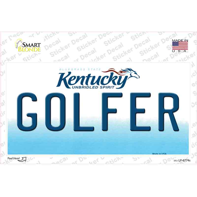 LP-6774s-M Golfer Kentucky Novelty Sticker Decal - Medium